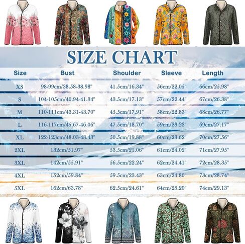 XS-5XL Quilted Jacket For Women,Plus Size Ladies Boho Vintage Pattern Snap Padded Coat With Pockets Winter 2025 in Saudi Arabia