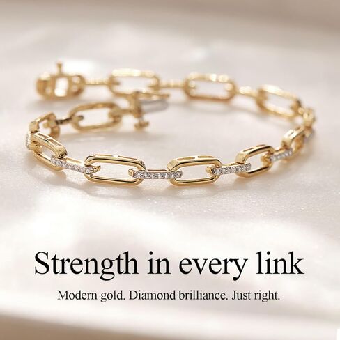 Diamond Bracelets for Women, 0.5 Carat Diamonds, Hypoallergenic 925 Sterling Silver Bracelets with 14K Gold Vermeil (25x Thicker than Gold Plated Jewelry), Diamond Tennis Bracelet, 5 Years of Warranty in Saudi Arabia