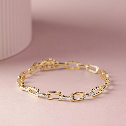 Diamond Bracelets for Women, 0.5 Carat Diamonds, Hypoallergenic 925 Sterling Silver Bracelets with 14K Gold Vermeil (25x Thicker than Gold Plated Jewelry), Diamond Tennis Bracelet, 5 Years of Warranty in Saudi Arabia