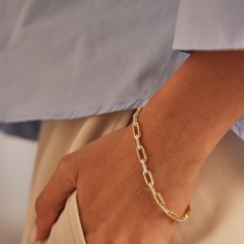 Diamond Bracelets for Women, 0.5 Carat Diamonds, Hypoallergenic 925 Sterling Silver Bracelets with 14K Gold Vermeil (25x Thicker than Gold Plated Jewelry), Diamond Tennis Bracelet, 5 Years of Warranty in Saudi Arabia
