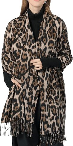 Women's Large Long Leopard-Print-Fringe Blanket-Scarf All Season Soft Warm Scarf Wrap Shawl Ladies Gifts 71"*28 in Saudi Arabia