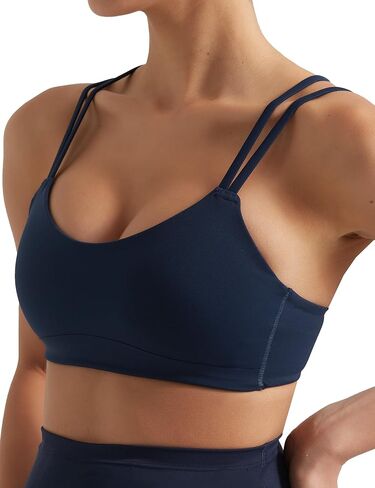 Yoga Sports Workout Bras for Women Seamless Molded Cup Spaghetti Double Strap Bra Wirefree Scoop Neck Tank Top Bras in Kuwait