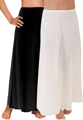 Shadowline Women’s 38 Inch Long Flare Half Slip– Nylon Tricot Underskirt, Non-Cling Womens Half Slip, Classic Womens Slip in Saudi Arabia