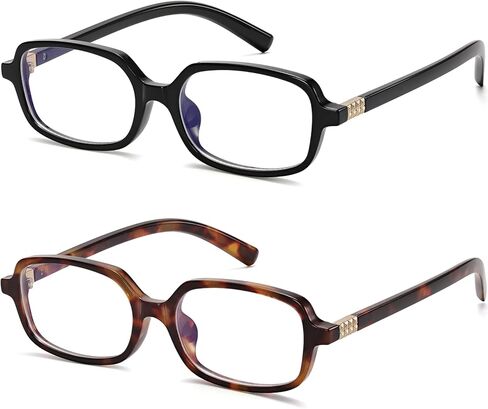 LIKSMU Blue Light Blocking Glasses for Woman Men Blue light Blocker Eyewear Trendy Rectangle Small Eyeglasses, 2pack in Saudi Arabia