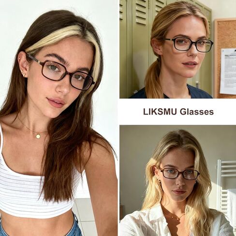 LIKSMU Blue Light Blocking Glasses for Woman Men Blue light Blocker Eyewear Trendy Rectangle Small Eyeglasses, 2pack in Saudi Arabia