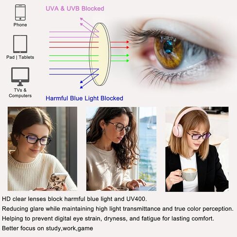 LIKSMU Blue Light Blocking Glasses for Woman Men Blue light Blocker Eyewear Trendy Rectangle Small Eyeglasses, 2pack in Saudi Arabia