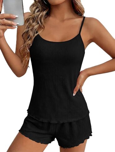 Ekouaer Pajama Sets for Women 2 Piece camisole Pjs Cute Print Lingerie Sleepwear Ribbed Sexy Cami Nightwear S-XXL in Saudi Arabia