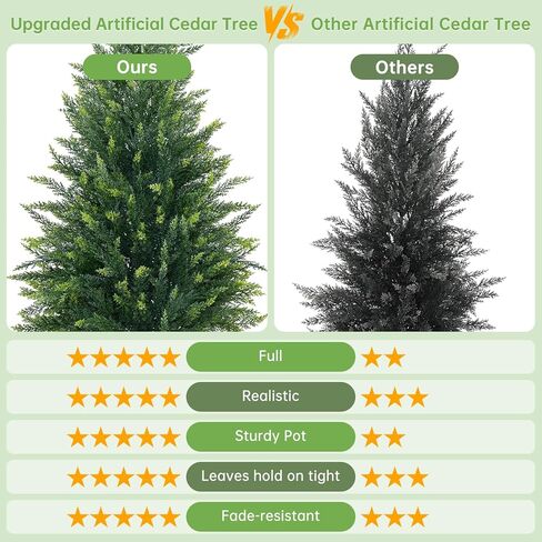 3FT Artificial Cedar Topiary Tree with Pot, Set of 2 Fake Evergreen Tree for Indoor Home Christmas Decor Outdoor Garden Porch Decor in Saudi Arabia