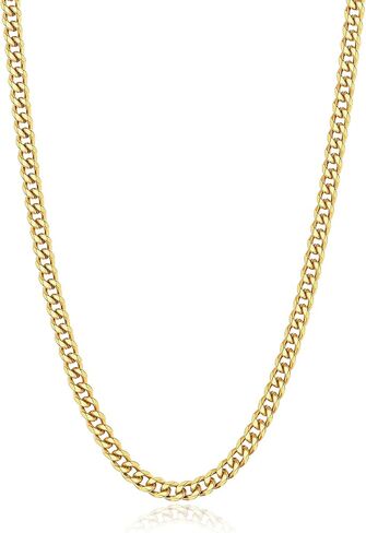 قلادة سلسلة ربط كوبية 3.5/5 مم من sovesi للرجال، سلسلة قلادة من الفولاذ المقاوم للصدأ مطلية بالذهب/أسود/14 قيراط، سلسلة رجالي 16-28 بوصة هدية مجوهرات in Kuwait