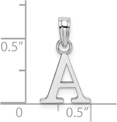 شؤون المجوهرات 14K الذهب الأبيض كتلة الخط الرسالة الأولية قلادة، 12x13mm in Kuwait
