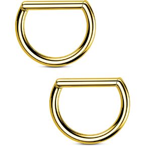 OUFER 2PCS Titanium Nipple Rings, D-shaped Nipple Piercing Jewelry, 14G Clicker Septum Daith Lightweight Body Piercing Jewelry for Women Men 14MM in Kuwait