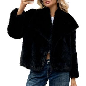 ALSOGO Women's Faux Fur Coat Fluffy Shaggy Jacket Lapel Open Front Long Sleeve Jackets Winter Warm Furry Overcoat in Saudi Arabia