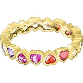 Multi Gemstone Rainbow Heart Promise Ring for Women in 18k Gold Plated Sterling Jewelry Gift for Mom Wife Her in Saudi Arabia