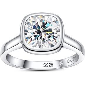 مجموعة مويسانيتي مدي خواتم الخطبة 3 قيراط مستديرة / وسادة / قلب / قطع بيضاوية D اللون VVS1 S925 خواتم وعد الزفاف من الفضة الاسترليني للنساء مع شهادة هدية أنيقة معبأة in Kuwait