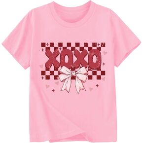 Valentine Shirts Kids Cute Girl Love Hearts Vday Tees Cotton Long Sleeve Tshirts 3-13T in Saudi Arabia