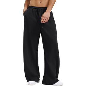 Men's Baggy Fleece Sweatpants Wide Leg Elastic Waist Athletic Joggers Loose Lounge Pants with Pockets in Saudi Arabia