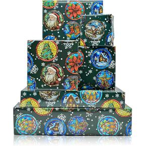 ورق تغليف عيد الميلاد من Vnaaem للنساء والرجال والأولاد والأطفال والبنات سانتا كلوز وحصان هدية للعطلات الغربية والاحتفال بحفلات الشتاء - 20 × 28 بوصة 6 أوراق مطوية in Kuwait