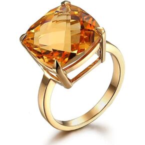 Kardy Antique Vintage 9.67ct Natural Citrine Crystal 14K Yellow Gold Wedding Promise Engagement Women's Band Ring Set in Kuwait