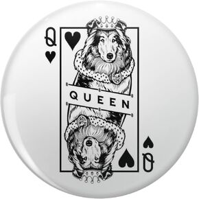 Rough Collie Queen Of Hearts Funny Dog Playing Card Pop Art Round Metal 0.75" Lapel Pin Hat Shirt Tie Tack Pinback in Saudi Arabia