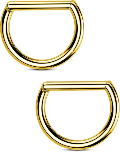 OUFER 2PCS Titanium Nipple Rings, D-shaped Nipple Piercing Jewelry, 14G Clicker Septum Daith Lightweight Body Piercing Jewelry for Women Men 14MM in Kuwait