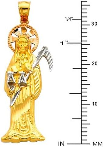 14k REAL Tri Color Gold Religious Santa Muerte Charm Pendant in Saudi Arabia