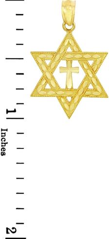 10K and 14K Yellow or Rose Gold Jewish Charm Star Cross of David Pendant - Choice of Metal Color in Kuwait