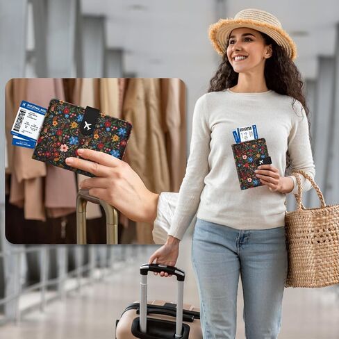 حامل جواز السفر للسفر، غطاء جواز السفر الجلدي الذي يحجب RFID، مجموعة مع فتحة لبطاقة الائتمان وفتحة لبطاقة الصعود للنساء والرجال in Kuwait