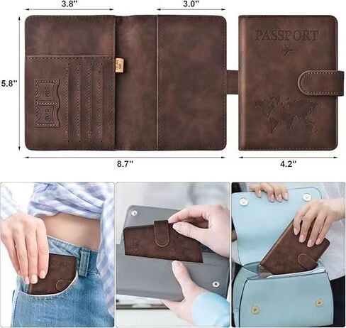 Travel essential passport clip, travel essential accessory passport wallet cover, men's and women's passport clip(coffee) in Saudi Arabia