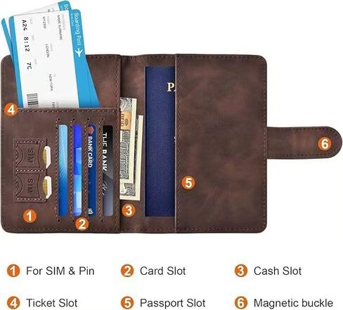 Travel essential passport clip, travel essential accessory passport wallet cover, men's and women's passport clip(coffee) in Saudi Arabia