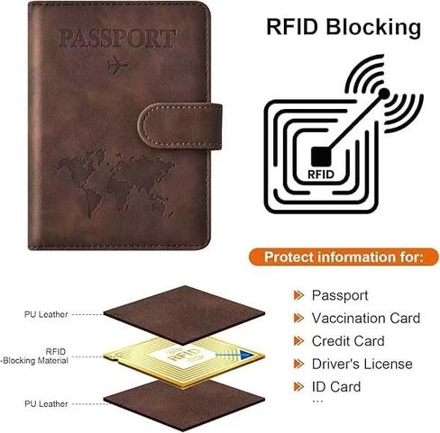 Travel essential passport clip, travel essential accessory passport wallet cover, men's and women's passport clip(coffee) in Saudi Arabia
