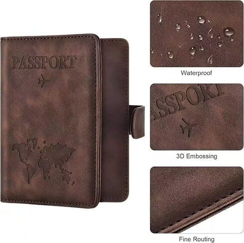 Travel essential passport clip, travel essential accessory passport wallet cover, men's and women's passport clip(coffee) in Saudi Arabia