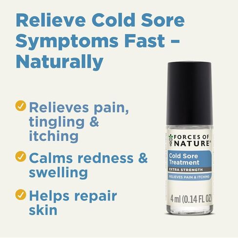 Forces of Nature Cold Sore Treatment Extra Strength H-Balm, Organic Fast Relief for Cold Sores & Fever Blisters w/Echinaea & Northern White Cedar, Calms Swelling (0.14 fl oz) in Saudi Arabia