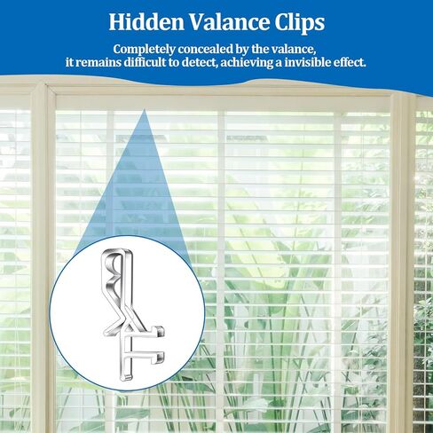 24 PCS Hidden Channel Valance Clips,1.87 inch Clear Plastic Blinds Clips for Horizontal and Venetian Window Blinds Valance,Valance Clips for Blinds in Saudi Arabia