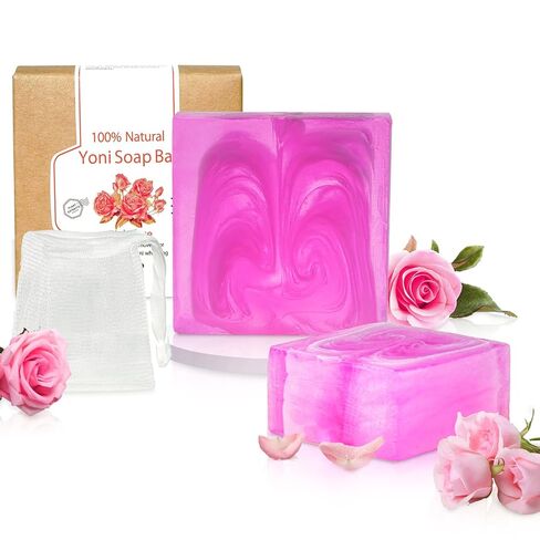 Yoni Soap Bars PCS Of 2, Ph Balance for Women Yoni Wash Vaginial Deodorants, Organic , Handmade Vagina Soap Natural Feminine Wash, Vaginal Care Soap with Bubble Net 3.53 oz in Saudi Arabia