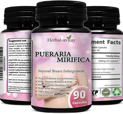 Pueraria Mirifica Capsules - Natural Breast Enhancement Pills for Women - Breast Enlargement Pills - Breast Growth, Vaginal Health, Menopause Relief, Skin & Hair Health - 90 Vegan Capsules in Saudi Arabia