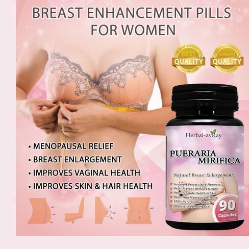 Pueraria Mirifica Capsules - Natural Breast Enhancement Pills for Women - Breast Enlargement Pills - Breast Growth, Vaginal Health, Menopause Relief, Skin & Hair Health - 90 Vegan Capsules in Saudi Arabia