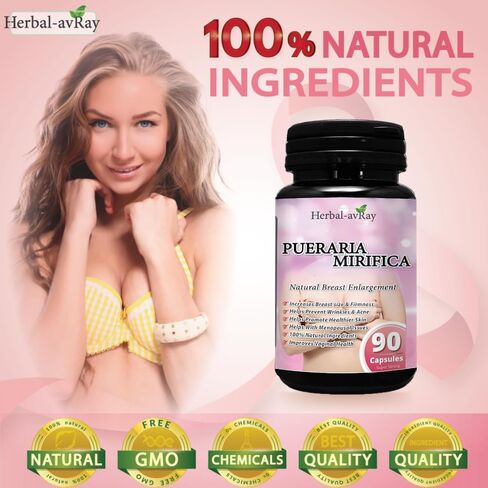 Pueraria Mirifica Capsules - Natural Breast Enhancement Pills for Women - Breast Enlargement Pills - Breast Growth, Vaginal Health, Menopause Relief, Skin & Hair Health - 90 Vegan Capsules in Saudi Arabia