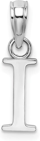 شؤون المجوهرات 14K الذهب الأبيض كتلة الخط الرسالة الأولية قلادة، 12x13mm in Kuwait