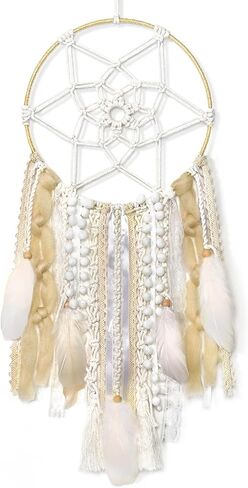 صائد الأحلام الكبير من lomohooo مصنوع يدويًا من الريش، صائد الأحلام التقليدية مع شرابات منسوجة بوهو للتعليق على الحائط للفتيات والأطفال وغرفة نوم الأطفال وديكور المنزل هدية زينة (أرجواني) in Kuwait
