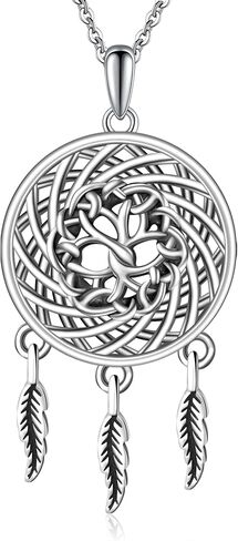 Dream Catcher Necklace 925 Sterling Silver Tree of Life Lotus Cherry Blossoms Chakra Yingyang Dreamcatcher Necklace in Saudi Arabia