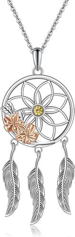 Dream Catcher Necklace 925 Sterling Silver Tree of Life Lotus Cherry Blossoms Chakra Yingyang Dreamcatcher Necklace in Saudi Arabia