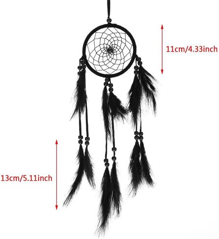 1pc Wood Beads Handmade Large Dream Catcher Dreamcatcher Craft Hanging Pendant Craft Gift Living Room Home Decoration(Black) in Saudi Arabia