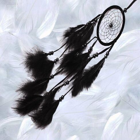 1pc Wood Beads Handmade Large Dream Catcher Dreamcatcher Craft Hanging Pendant Craft Gift Living Room Home Decoration(Black) in Saudi Arabia