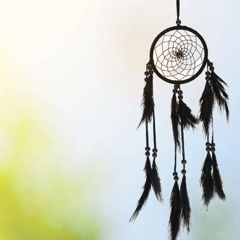 1pc Wood Beads Handmade Large Dream Catcher Dreamcatcher Craft Hanging Pendant Craft Gift Living Room Home Decoration(Black) in Saudi Arabia