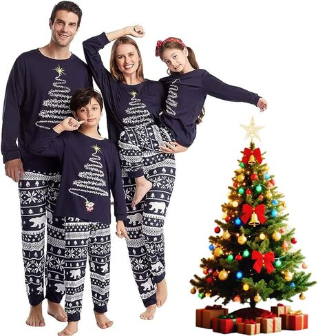 Christmas Family Pajamas Sets, Christmas Family Matching Pajamas Sleepwear Pjs Xmas Sleepwear Nightwear in Saudi Arabia