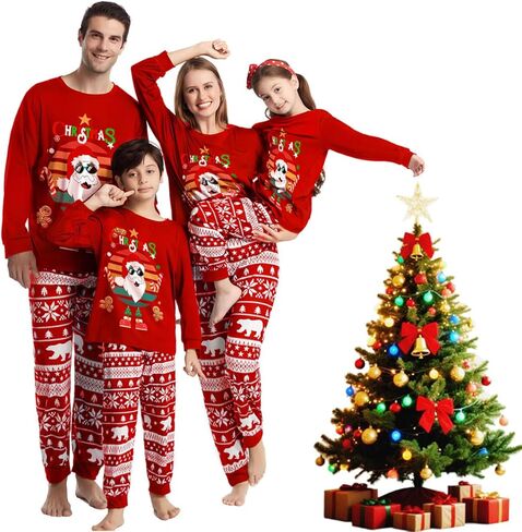 Christmas Family Pajamas Sets, Christmas Family Matching Pajamas Sleepwear Pjs Xmas Sleepwear Nightwear in Saudi Arabia
