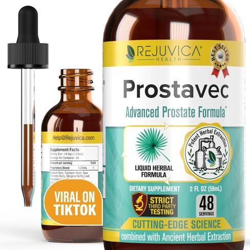 Prostavec Advanced Prostate Support Supplement - Liquid Formula for Faster Absorption with Pygeum, Saw Palmetto, Stinging Nettle + Turmeric & Damiana - Vegan, Non-GMO - 2 fl oz in Saudi Arabia