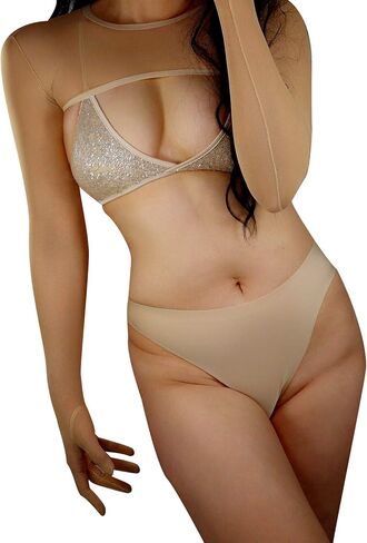 DooWay Women Mesh Bolero Gloves Crop Top Long Sleeve Shrug with Gloves in Saudi Arabia