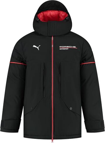 جاكيت شتوي لفريق PUMA Porsche Motorsport للرجال مع جسم وأكمام وغطاء رأس مبطن - أسود in Saudi Arabia