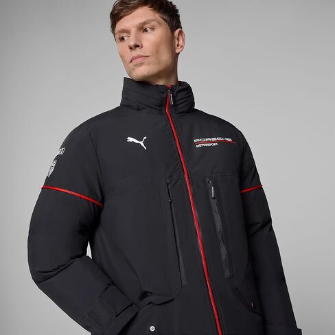 جاكيت شتوي لفريق PUMA Porsche Motorsport للرجال مع جسم وأكمام وغطاء رأس مبطن - أسود in Saudi Arabia